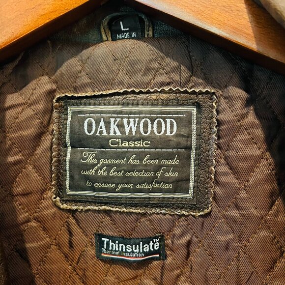 Vintage Distressed Oakwood Classic Leather Jacket Men's Large Johnny Depp Style - Picture 8 of 16